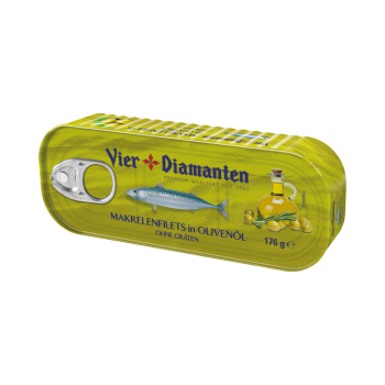 Vier Diamanten Makrelenfilets in Olivenöl, ohne Gräten, 176 Gramm